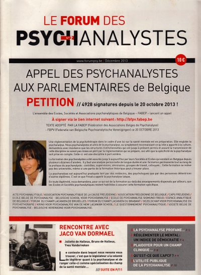 Appel des psychanalystes aux parlementaires de Belgique